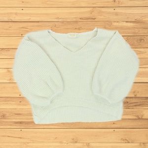 Nation Los Angeles Alpaca V Neck Cropped Sweater